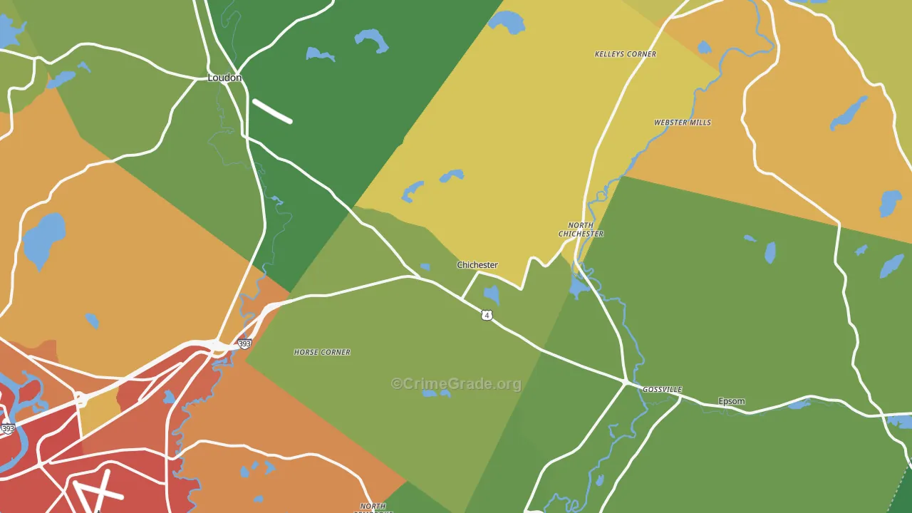 Chichester, NH Map of Drug-Related Crime Rates