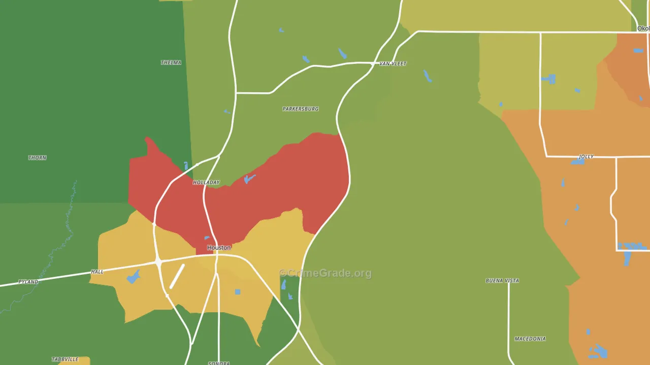 Chickasaw County, MS Map of Drug-Related Crime Rates