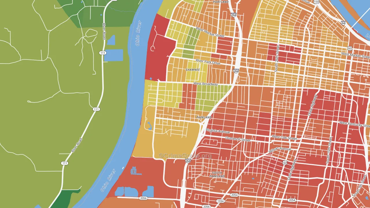 Chickasaw, Louisville, KY Map of Drug-Related Crime Rates