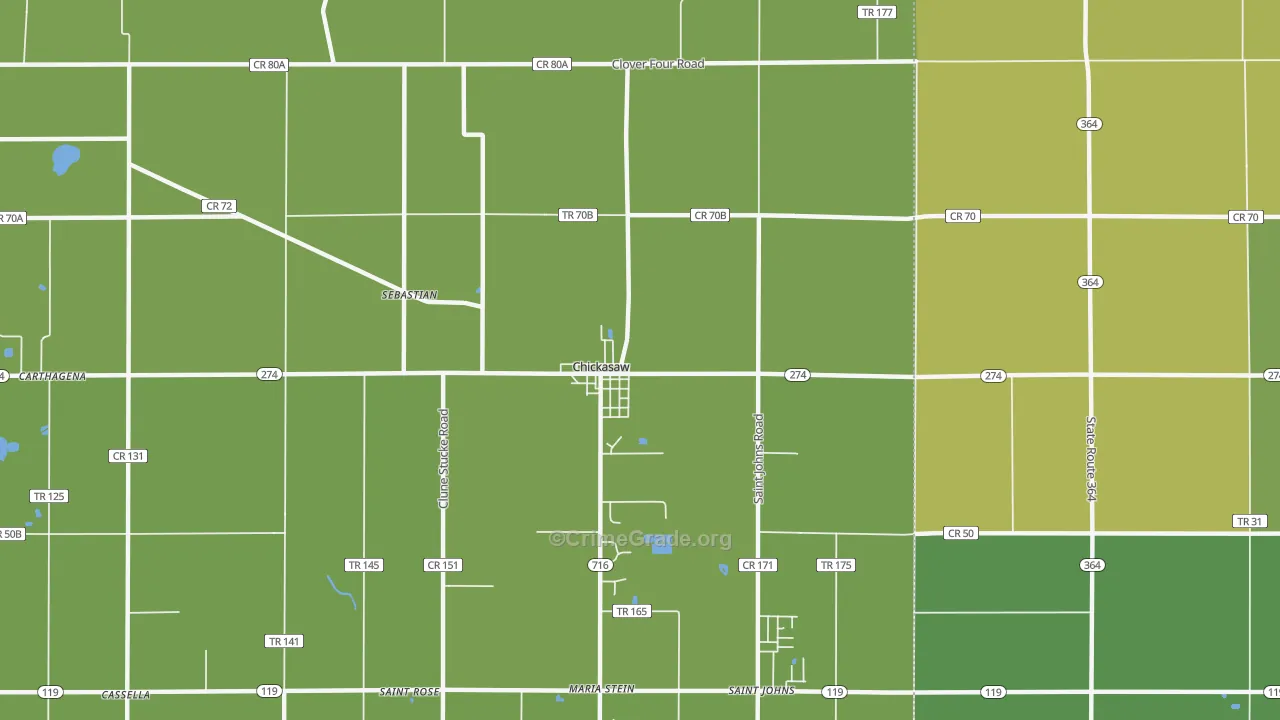 Chickasaw, OH Map of Drug-Related Crime Rates