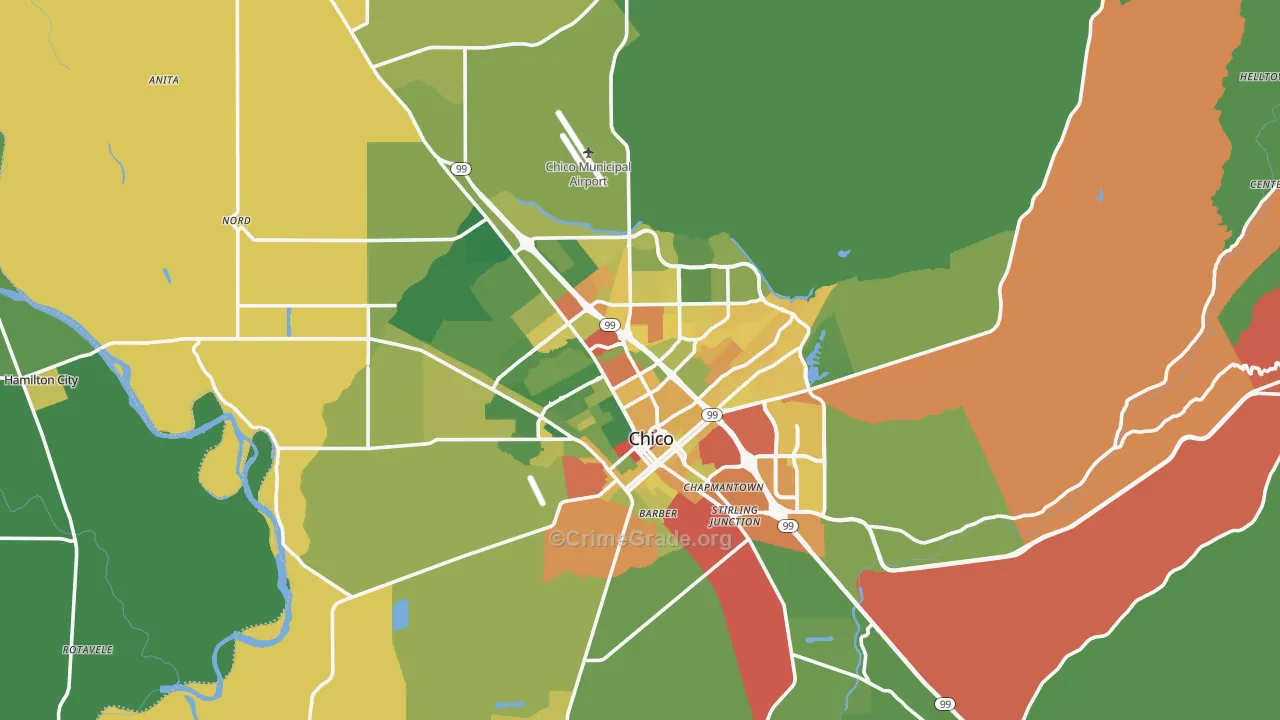 Chico, CA Map of Drug-Related Crime Rates