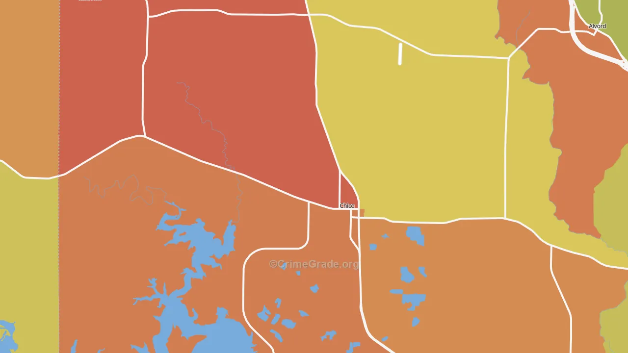 Chico, TX Map of Drug-Related Crime Rates