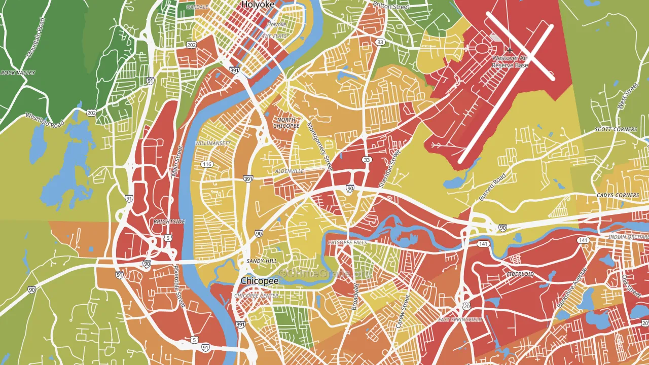 Chicopee, MA Map of Drug-Related Crime Rates