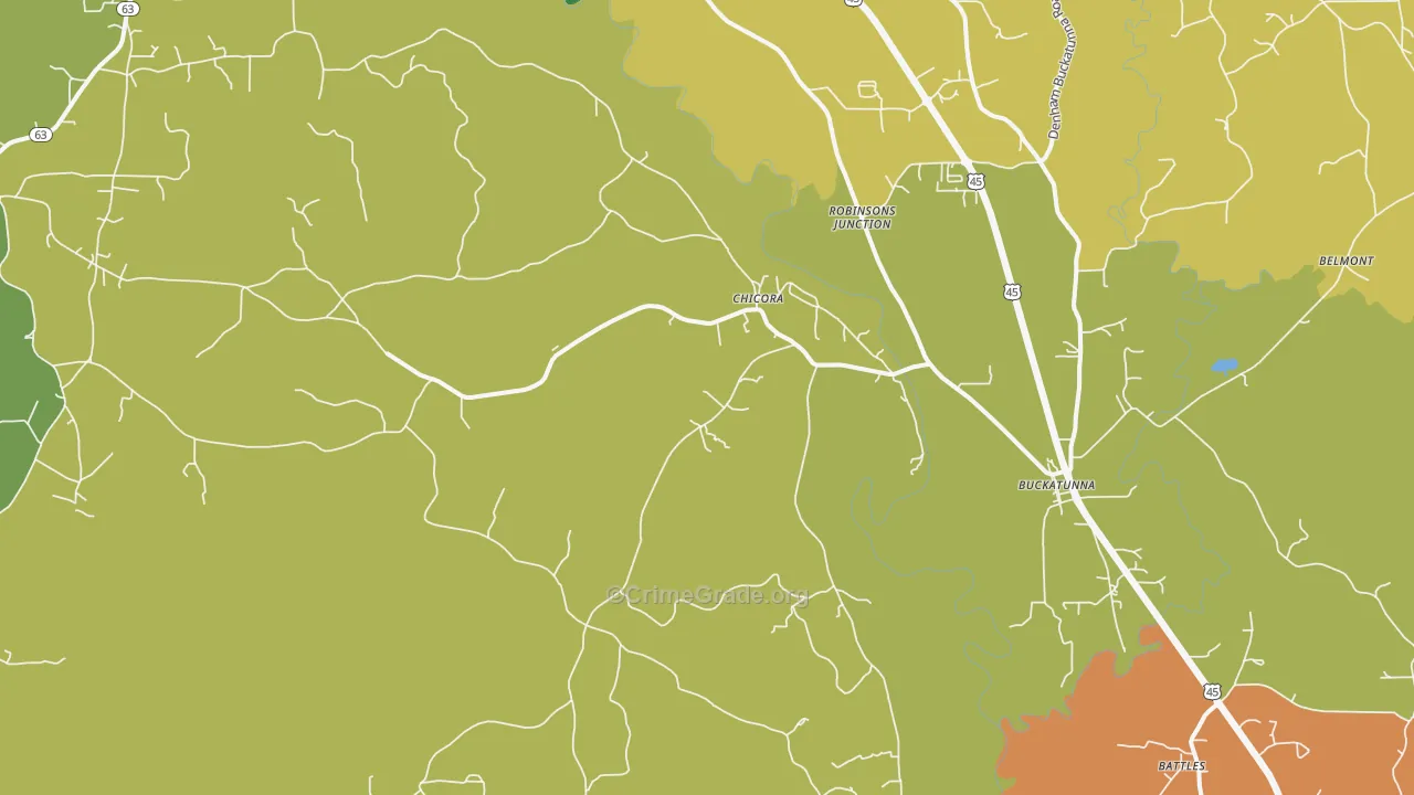 Chicora, MS Map of Drug-Related Crime Rates