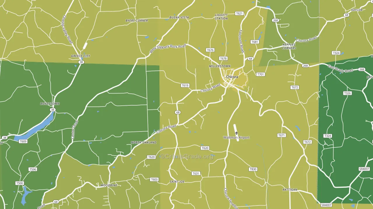 Chicora, PA Map of Drug-Related Crime Rates