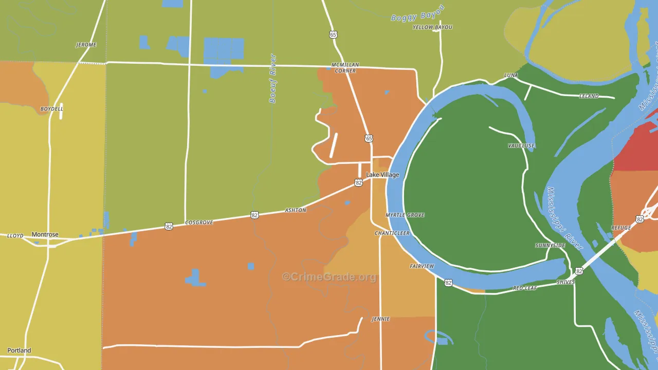 Chicot County, AR Map of Drug-Related Crime Rates