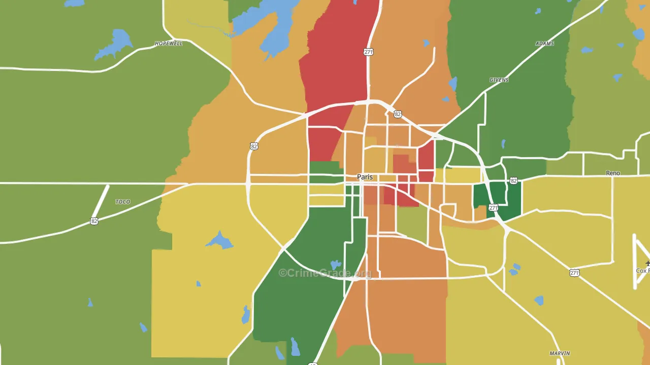 Chicota, TX Map of Drug-Related Crime Rates