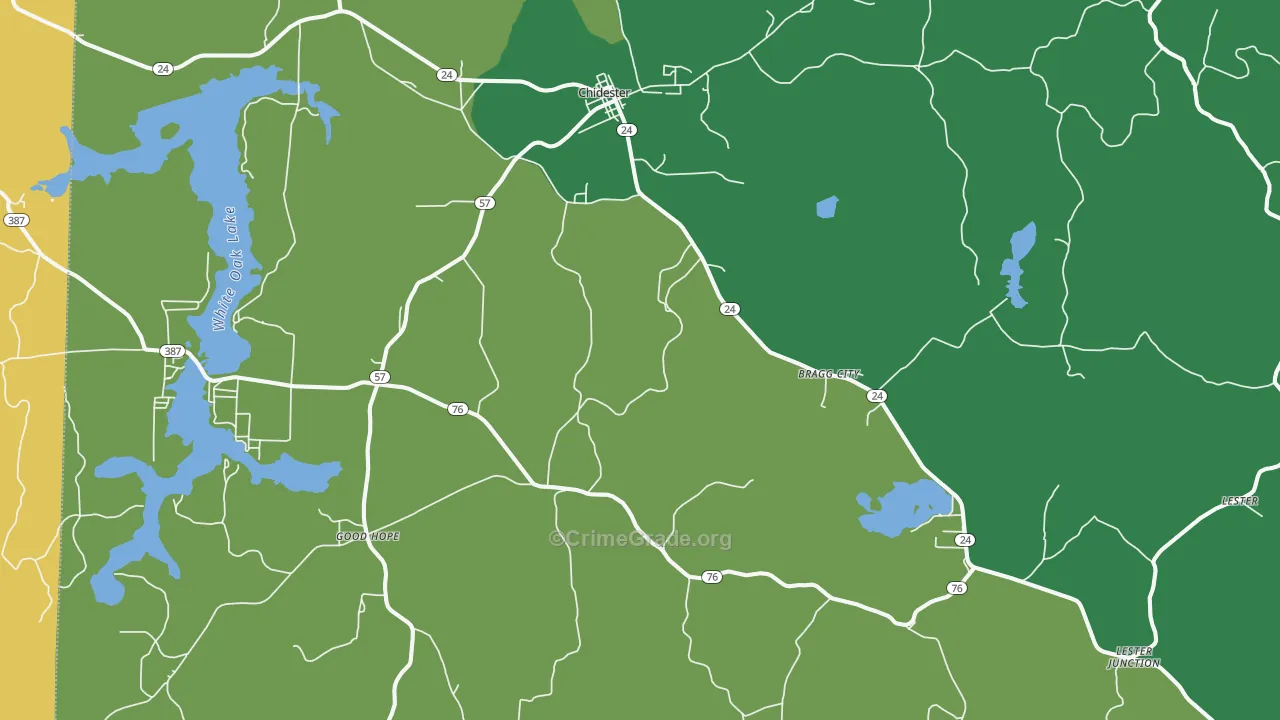 Chidester, AR Map of Drug-Related Crime Rates
