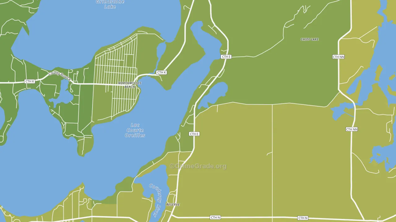 Chief Lake, WI Map of Drug-Related Crime Rates