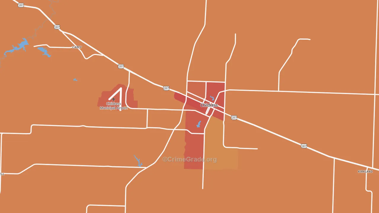Childress, TX Map of Drug-Related Crime Rates