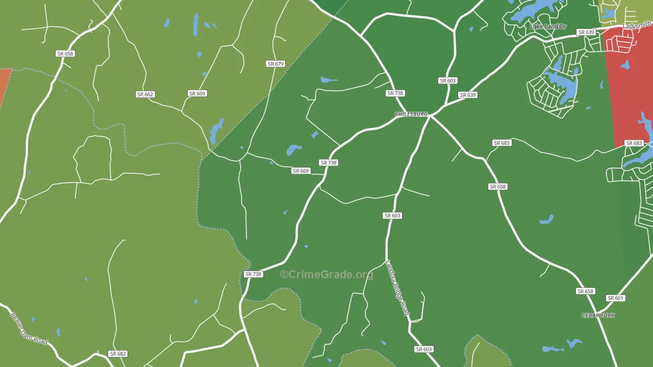 Chilesburg, VA Map of Drug-Related Crime Rates