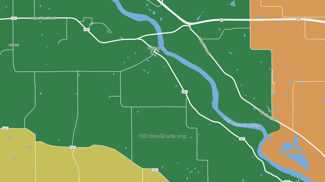 Chillicothe, IA Map of Drug-Related Crime Rates