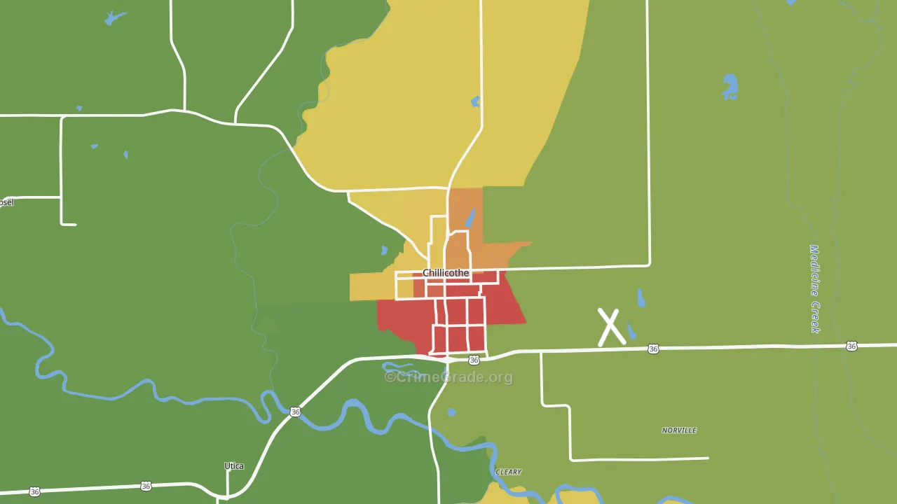 Chillicothe, MO Map of Drug-Related Crime Rates