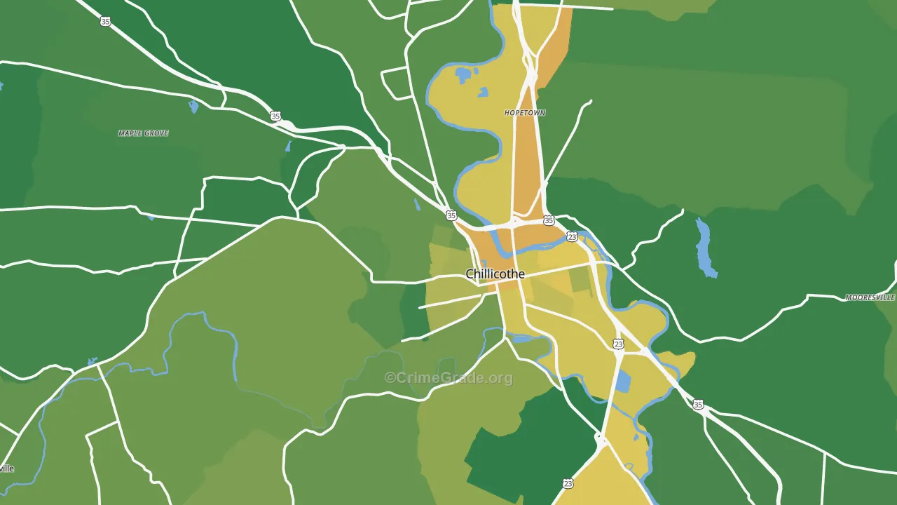 Chillicothe, OH Map of Drug-Related Crime Rates