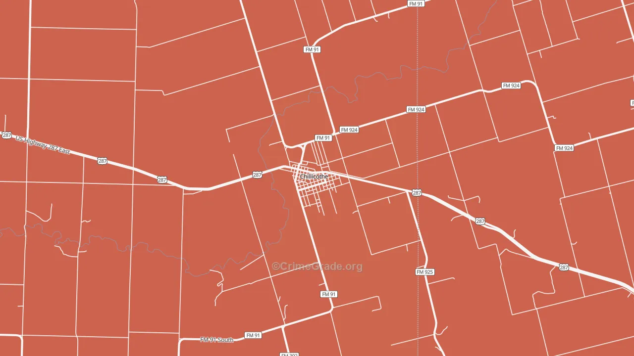 Chillicothe, TX Map of Drug-Related Crime Rates