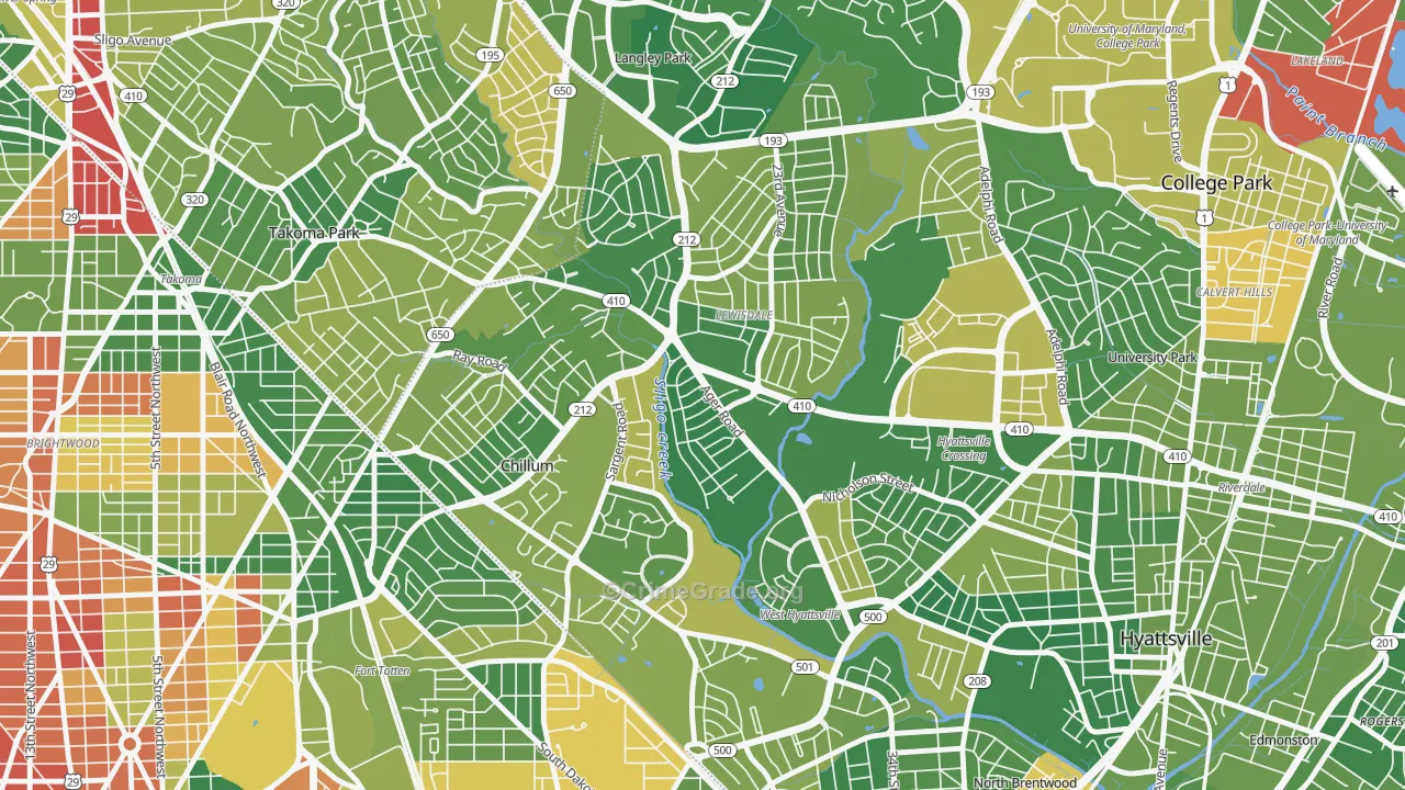 Chillum, MD Map of Drug-Related Crime Rates
