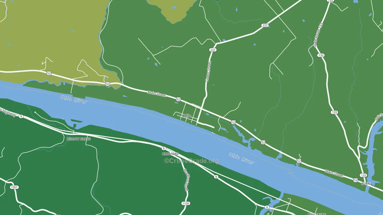 Chilo, OH Map of Drug-Related Crime Rates