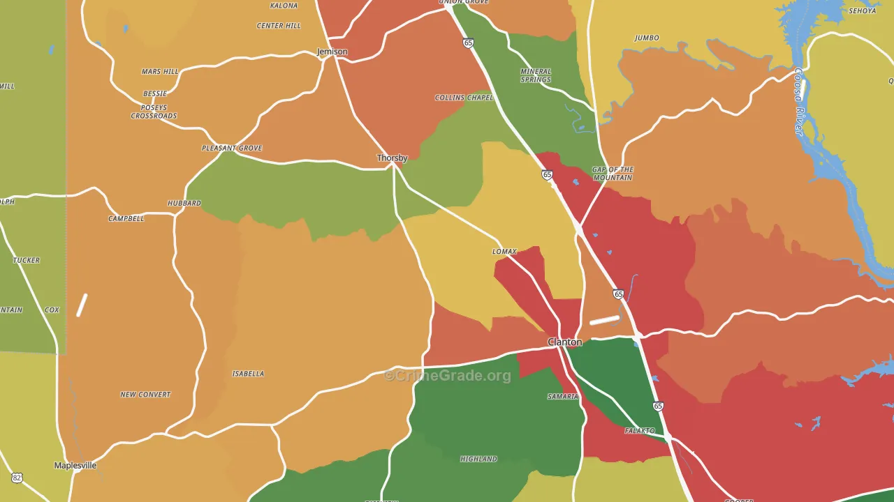 Chilton County, AL Map of Drug-Related Crime Rates