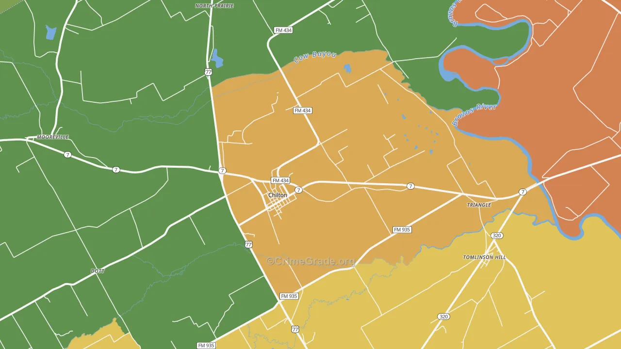 Chilton, TX Map of Drug-Related Crime Rates