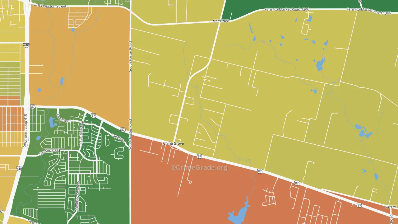 China Grove, TX Map of Drug-Related Crime Rates