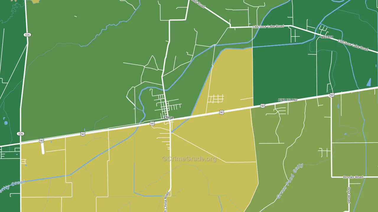 China, TX Map of Drug-Related Crime Rates