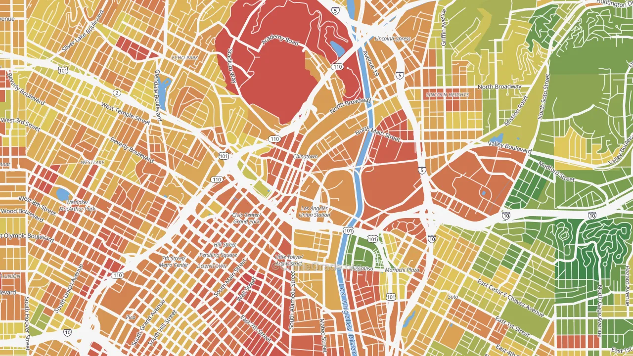 Chinatown, Los Angeles, CA Map of Drug-Related Crime Rates