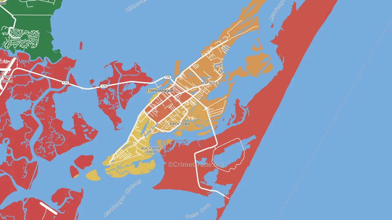 Chincoteague Island, VA Map of Drug-Related Crime Rates