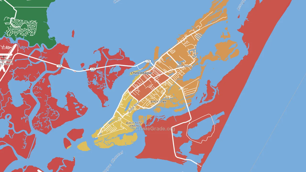Chincoteague, VA Map of Drug-Related Crime Rates