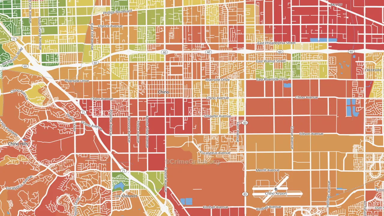 Chino, CA Map of Drug-Related Crime Rates