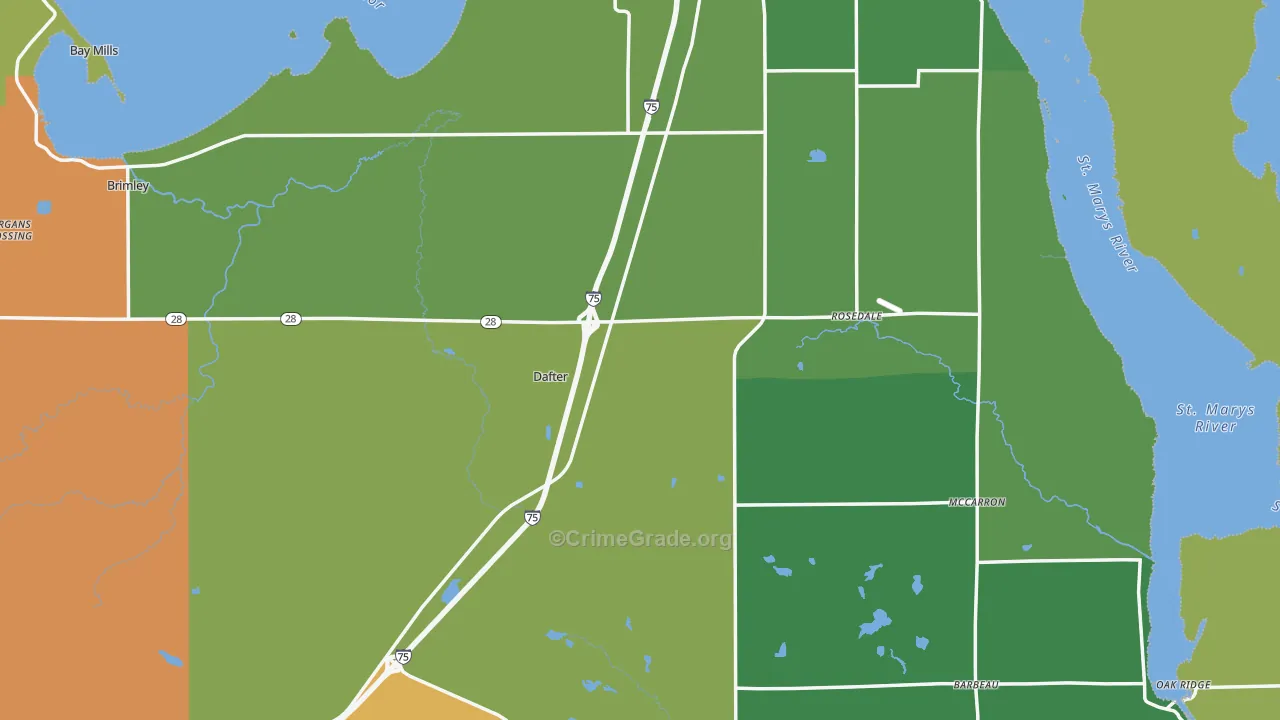 Chippewa County, MI Map of Drug-Related Crime Rates