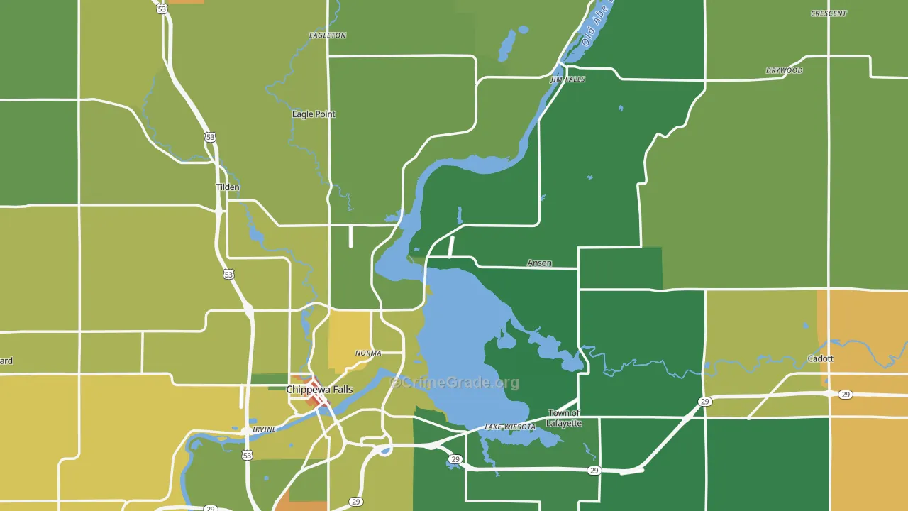 Chippewa County, WI Map of Drug-Related Crime Rates