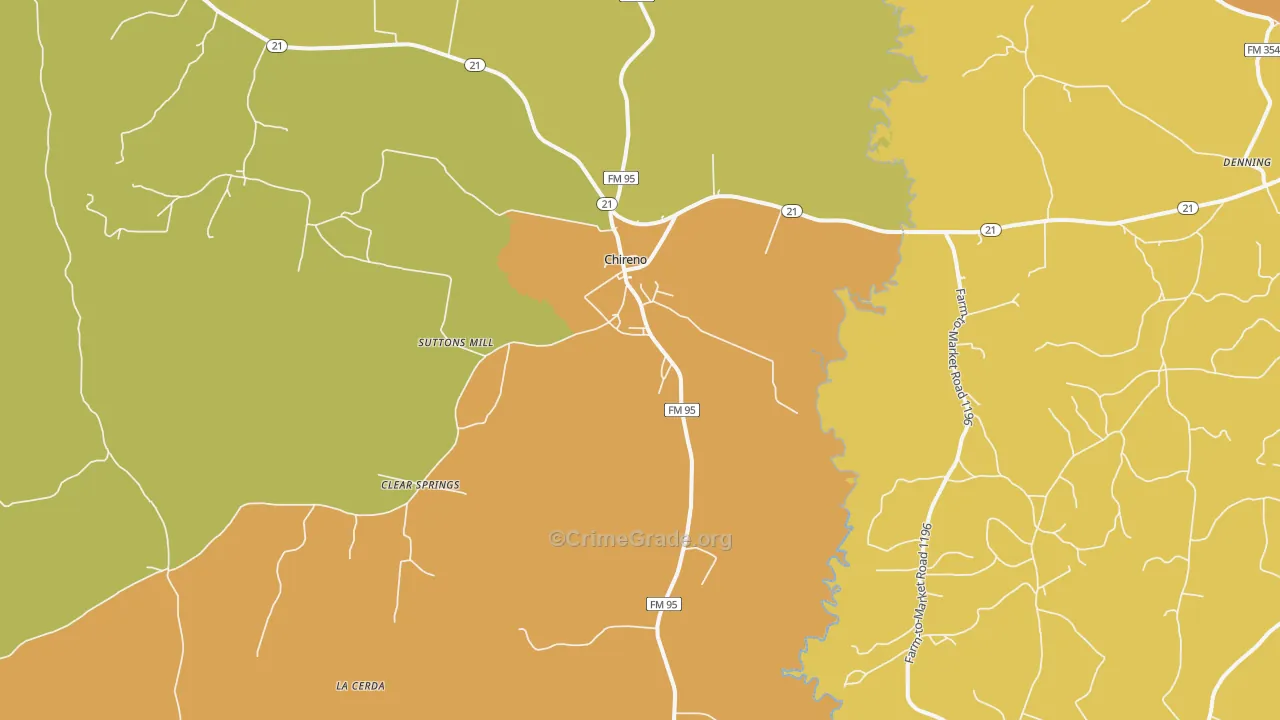 Chireno, TX Map of Drug-Related Crime Rates