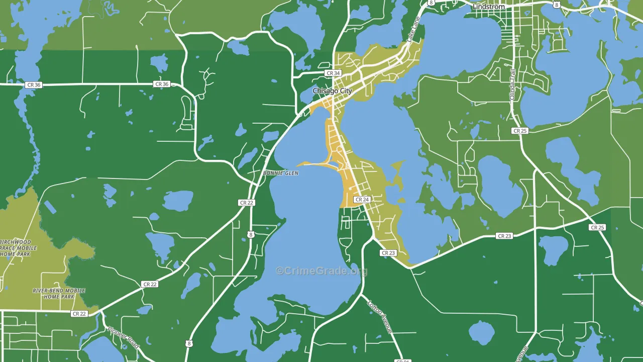 Chisago City, MN Map of Drug-Related Crime Rates