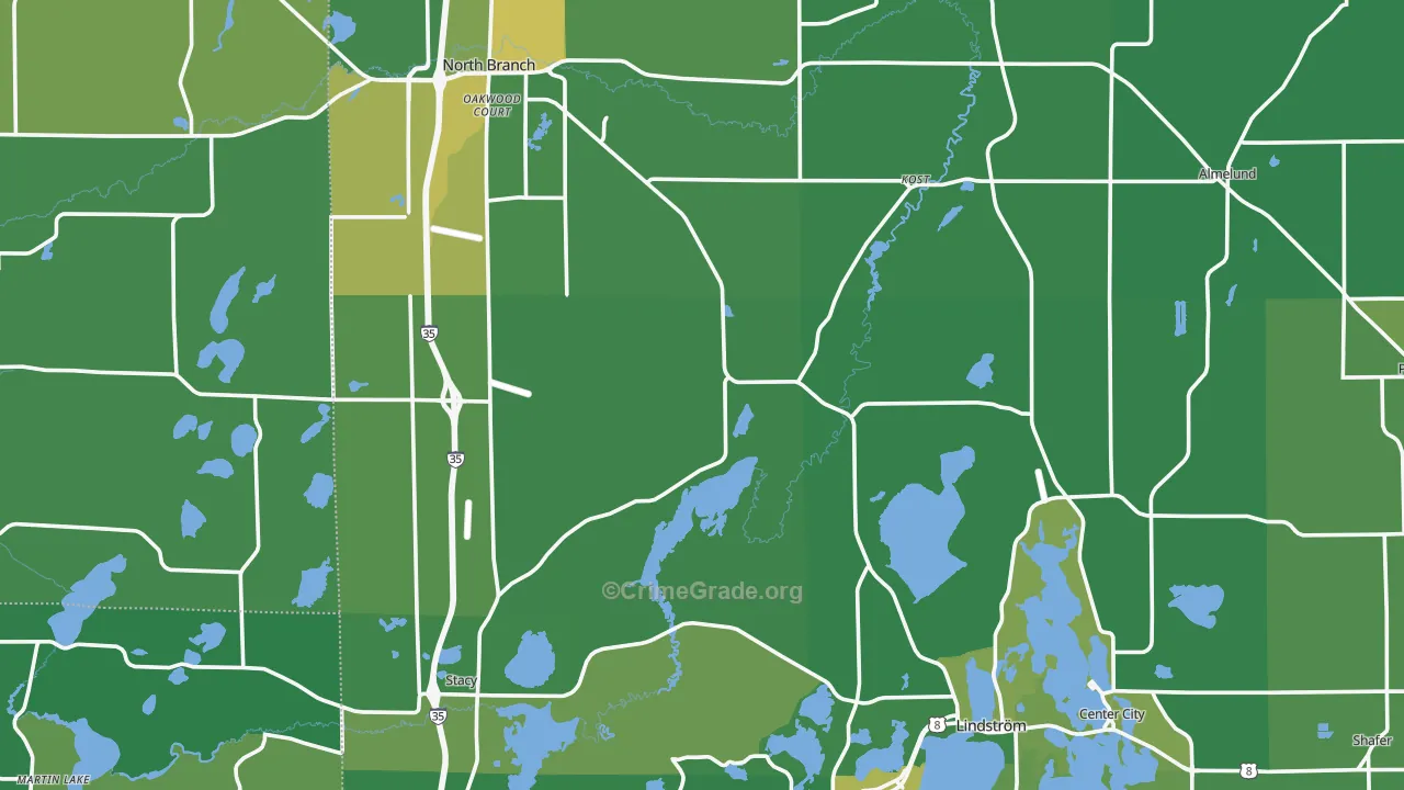 Chisago County, MN Map of Drug-Related Crime Rates