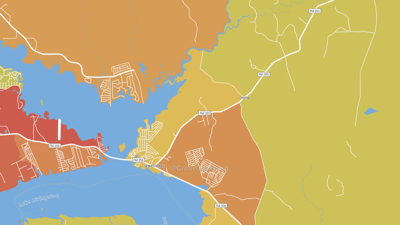 Chita, TX Map of Drug-Related Crime Rates
