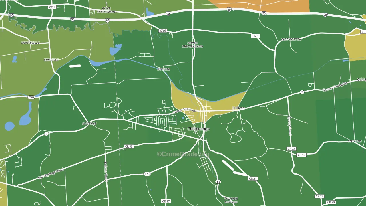 Chittenango, NY Map of Drug-Related Crime Rates