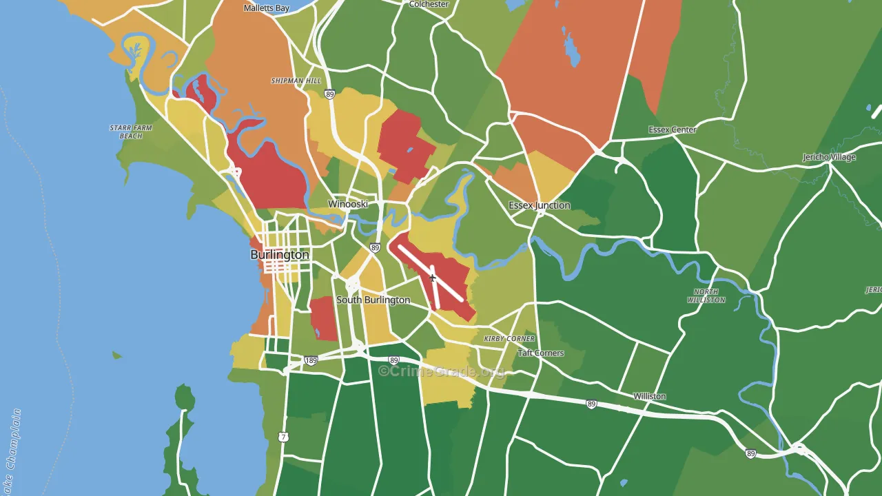 Chittenden County, VT Map of Drug-Related Crime Rates