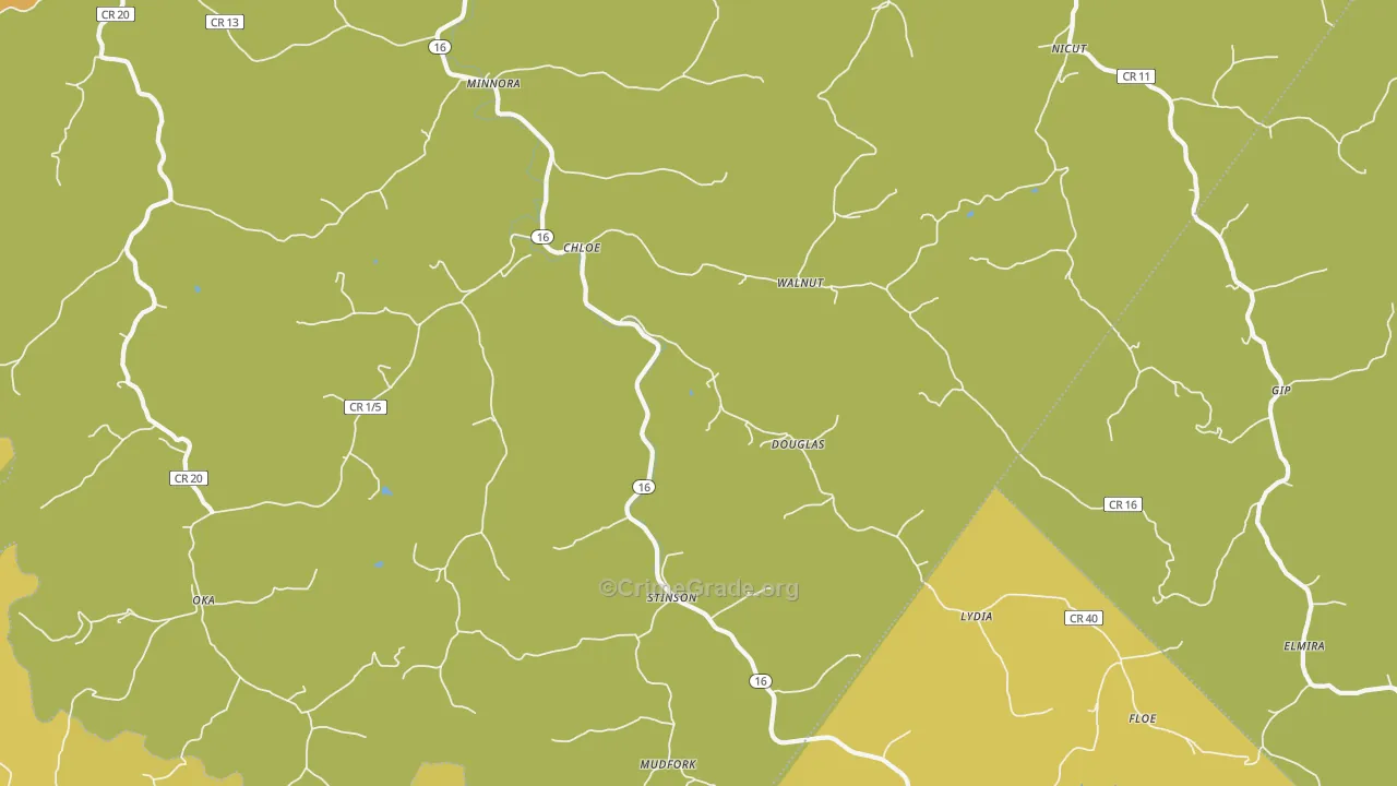 Chloe, WV Map of Drug-Related Crime Rates