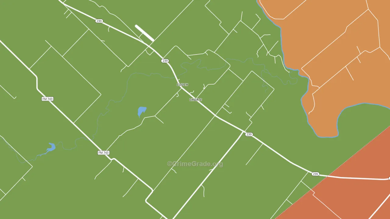 Choate, TX Map of Drug-Related Crime Rates