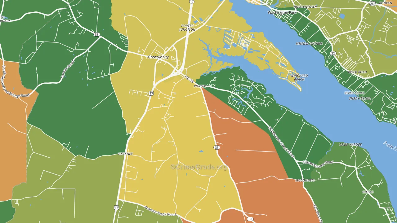 Chocowinity, NC Map of Drug-Related Crime Rates