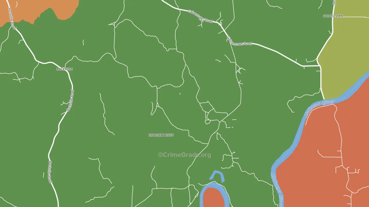 Choctaw Bluff, AL Map of Drug-Related Crime Rates