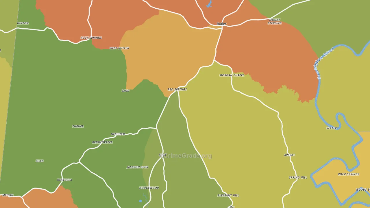 Choctaw County, AL Map of Drug-Related Crime Rates