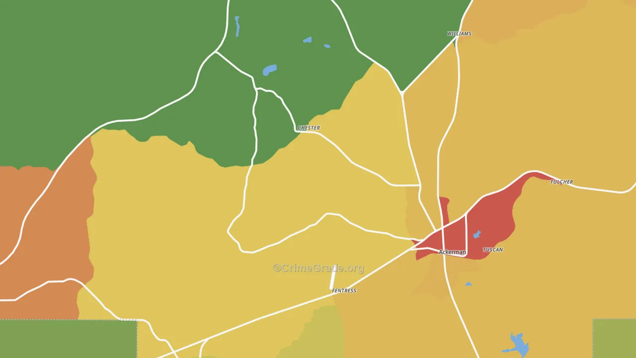 Choctaw County, MS Map of Drug-Related Crime Rates