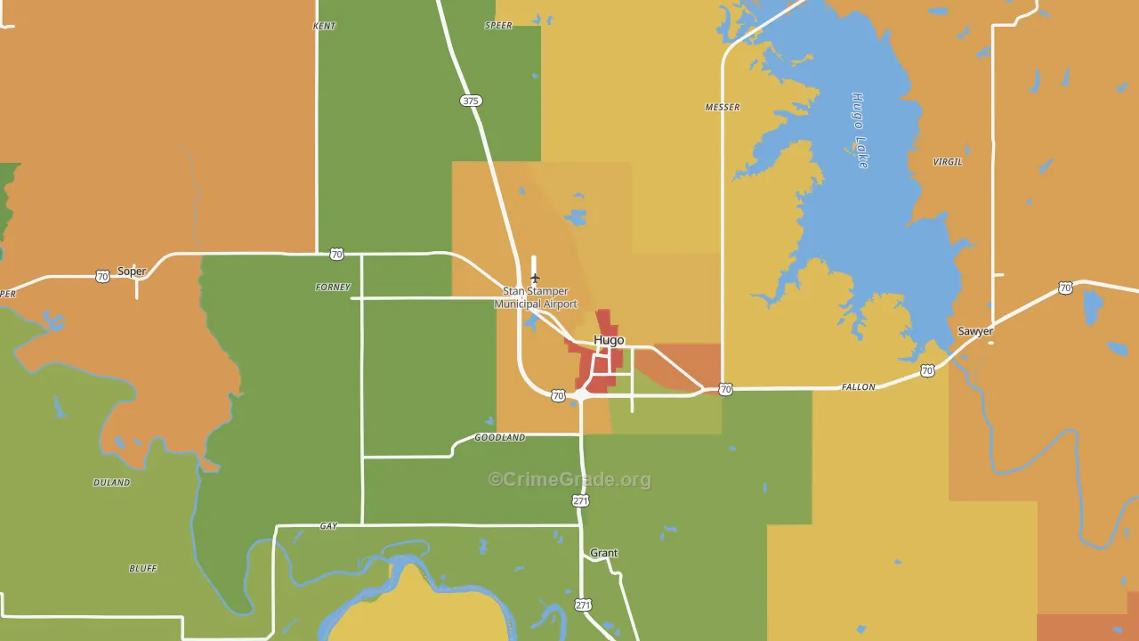 Choctaw County, OK Map of Drug-Related Crime Rates