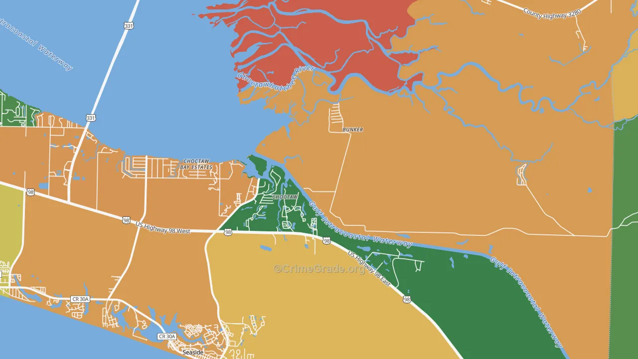 Choctaw, FL Map of Drug-Related Crime Rates