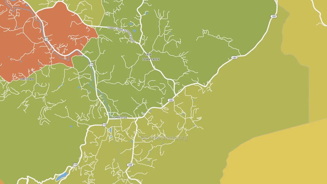 Choestoe, GA Map of Drug-Related Crime Rates