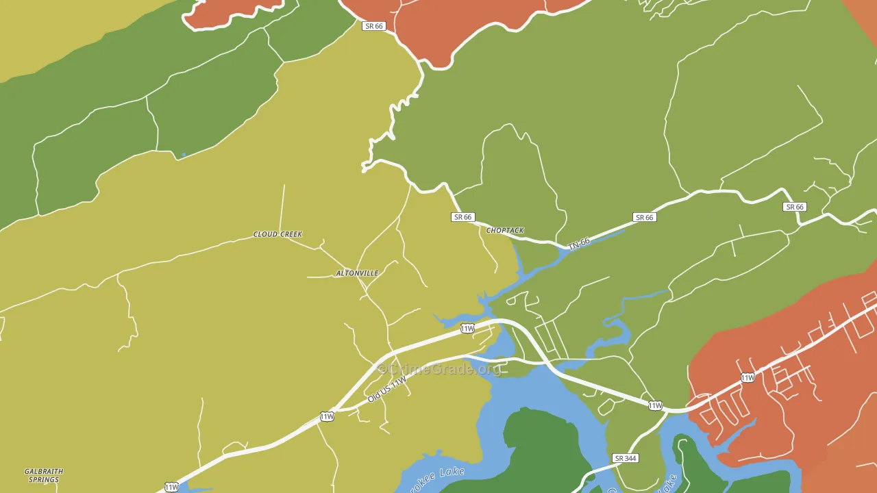 Choptack, TN Map of Drug-Related Crime Rates