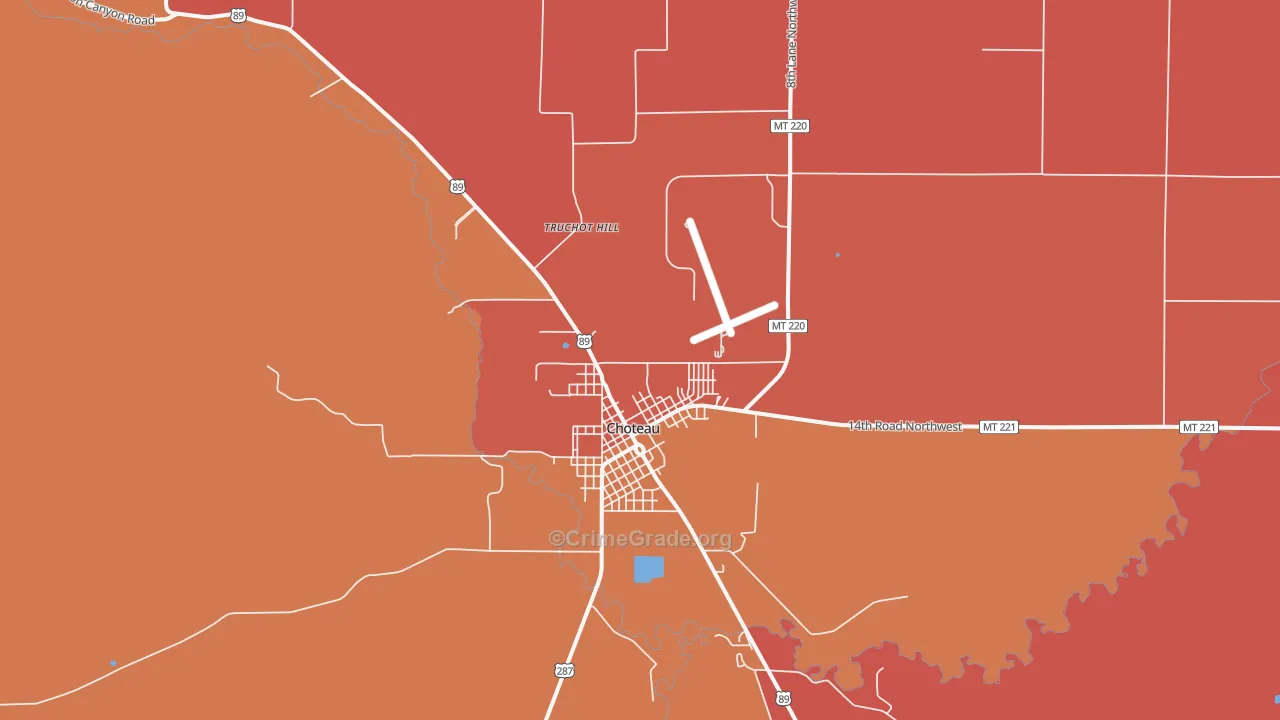 Choteau Junction, MT Map of Drug-Related Crime Rates