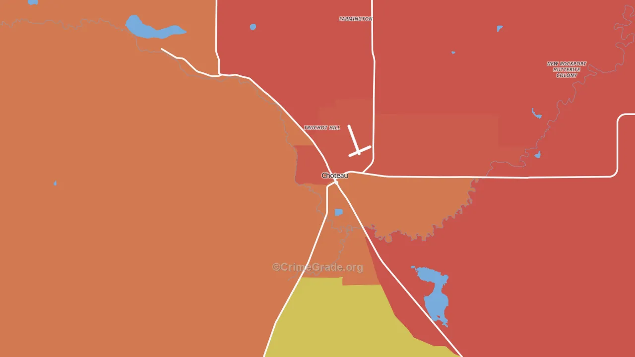 Choteau, MT Map of Drug-Related Crime Rates