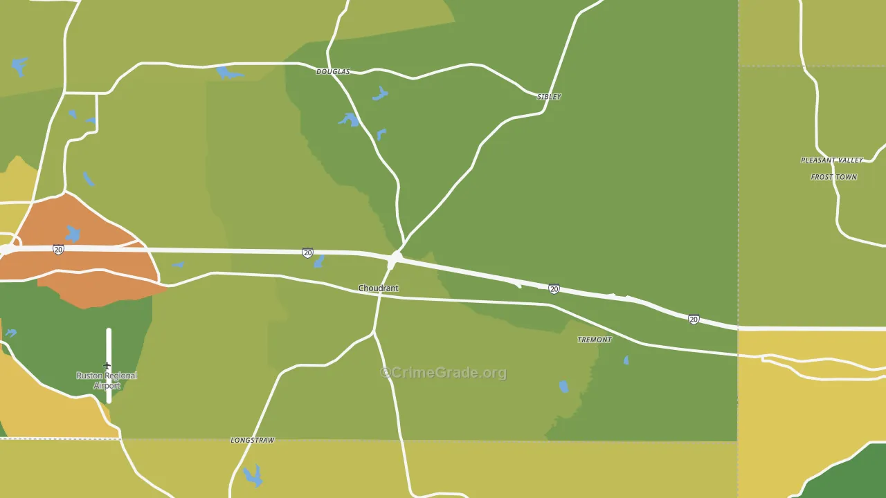 Choudrant, LA Map of Drug-Related Crime Rates
